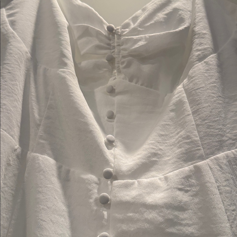 Lulu's White Puff Sleeve Midi Dress - Picture 6 of 9